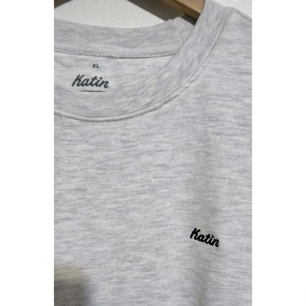 NEW KATIN Men's Crewneck Fleece Sweatshirt‎ Gray XL Pullover Long Sleeve Lounge
